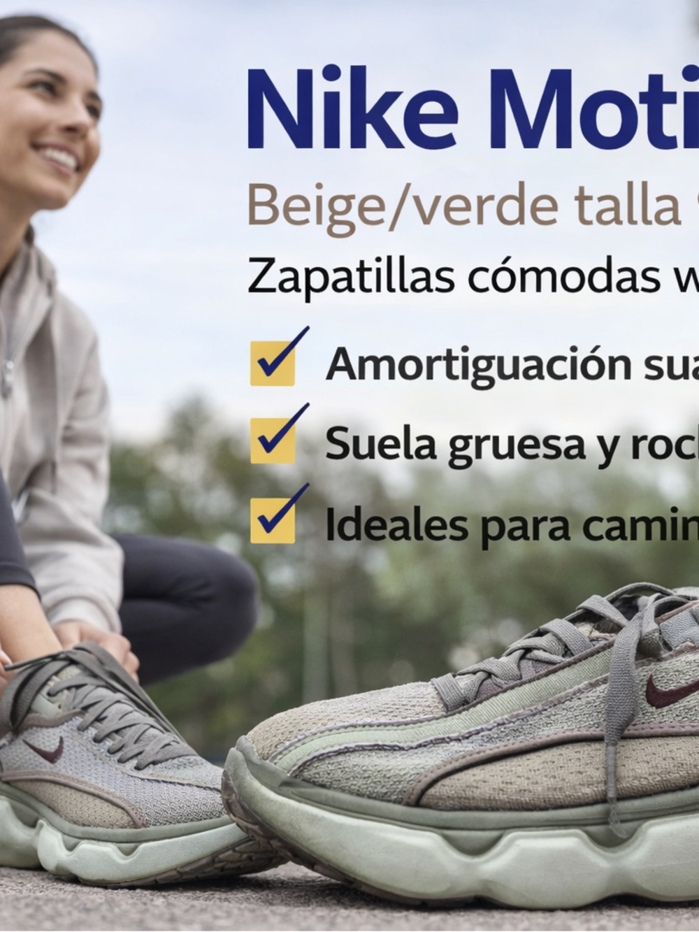Nike Motiva sneakers (2023 model) designed for all-day comfort and walking.